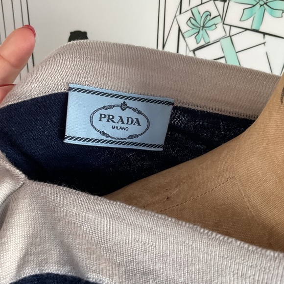 Prada Wool Blend Navy Boat Neckline Knit Sweater , size Small - Picture 8 of 14